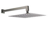 Gun Metal 12" Square Large Rainfall Shower Head 400mm Straight Wall Mounted Arm Set