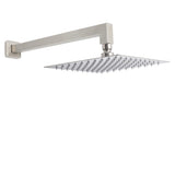 Brushed Nickel 10" Square Rainfall Shower Head + 400mm Straight Wall Mount Arm