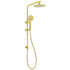 Brushed Gold Twin Shower Set Sliding Rail Arm 8" Round Head 3 Modes Handheld