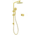 Brushed Gold Twin Shower Set 8" Round Head 3 Modes Handheld Sliding Rail Arm Mixer Valve