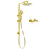 Brushed Gold Twin Shower Set 8" Round Head 3 Modes Handheld Sliding Rail Arm Classic Mixer