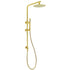 Brushed Gold Twin Shower Set Sliding Rail Arm 8" Round Head Stainless Steel Handheld Rose Combo