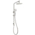 Brushed Nickel Dual Shower Set Sliding Rail Arm 8" Round Head Handheld Silver