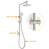 WELS Brushed Nickel 2in1 Shower Set Sliding Rail Arm 8" Round Head Handheld Small Face Mixer