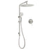 WELS Brushed Nickel Dual Shower Set Sliding Rail Arm 12" Round Head Handheld Wall Mixer