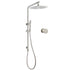 Brushed Nickel Dual Shower Set Sliding Rail Arm 12" Round Head Handheld Hot Cold Control Mixer Valve
