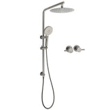 WELS Gun Metal Round 10" 2in1 Shower Head 3 Modes Handheld Slide Rail Arm Twin Taps