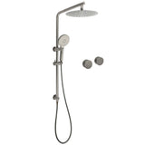 WELS Gun Metal Round 10" Twin Shower Head 3 Modes Handheld Slide Rail Hot Cold Taps Set