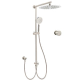 Brushed Nickel 12" Large Rain Head Twin Shower Handheld Sliding Rail Arm Set With Mixer