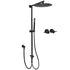 WELS Matt Black Dual 12" Round Shower Head Set Metal Handheld Rail Wall Arm Elbow Inlet Twin Taps