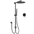WELS Matt Black Twin Round 12" Shower Head Set Metal Handheld Flexible Rail Wall Arm Mixer