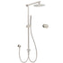 Brushed Nickel 8" Thin Rain Head Twin Shower Metal Handheld Rose Sliding Rail Arm Set With Mixer