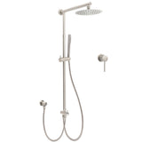 WELS Brushed Nickel Round 8" Rain Head Shower 1 Mode Handheld Sliding Rail Mixer 2in1 Set