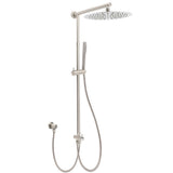 Brushed Nickel Dual Round 12" Stainless Steel Rain Shower Head Metal Handheld Sliding Rail Arm Set