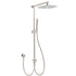 Brushed Nickel Dual Round 12" Stainless Steel Rain Shower Head Metal Handheld Sliding Rail Arm Set