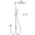 Brushed Nickel Round 12" SUS Rain Head Metal Handheld Shower Sliding Rail Arm Chrome Set + Twin Taps