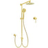 WELS Brushed Gold Shower 8" Round Head 3 Mode Handheld Rose Sliding Rail Mixer Dual Set
