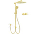 WELS Brushed Gold Round 12" Shower Head 3 Mode Handheld Rose Sliding Rail Twin Taps Set