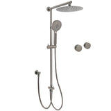 WELS Gun Metal Dual Round Shower Head 10" Rain Head 3 Mode Handheld Sliding Rail Diverter Set