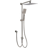 WELS Gun Metal 2in1 Shower Set Square 12" Rainfall Head Handheld Adjustable Silde Rail Combo