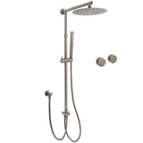 WELS Gun Metal Dual Round Shower Head 10" Rain Head Stainless Steel Handheld Sliding Rail Diverter Set