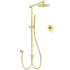 WELS Brushed Gold Twin Shower 8" Round Head One Mode Handheld Rose Sliding Rail With Mixer Set