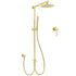 Brushed Gold Twin Shower 8" Round Head Single Mode Handheld Rose Sliding Rail Small Face Mixer Set
