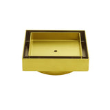 Brushed Gold 100x100mm Tile Insert Floor Drain Square Shower Grate 80mm Waste