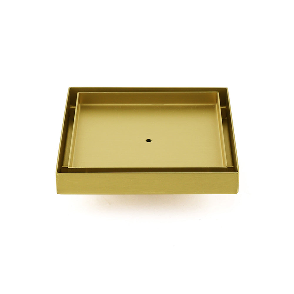 Brushed Gold Square 150x150mm Tile Insert Floor Drain Shower Grate 50mm Waste