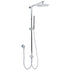 WELS Chrome Round 8" Stainless Steel Rain Head Stick Handheld Sliding Rail Arm Dual Shower Set