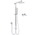 WELS Chrome Round 8" Thin Rainfall Head Metal Handheld Sliding Rail Arm Dual Shower Twin Taps Set