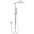 WELS Chrome 10" Round Rain Handheld Double Shower Head Rose Sliding Rail Arm Diverter Set