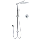 WELS Chrome 10" Round Rain Handheld Double Shower Head Arm Sliding Rail Wall Mixer Valve