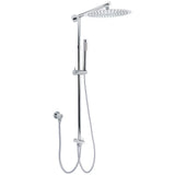 WELS Chrome Round Large 12" Rain Shower Head Single Mode Handheld Wall Arm Rail 2in1 Set