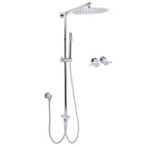 WELS Round Large 12" Rain 2in1 Shower Head Stainless Steel Handheld Wall Rail Brass Twin Taps Set