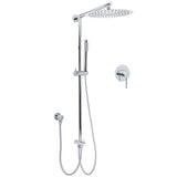 WELS Round 12" Rain Twin Shower Head Stainless Steel Handheld Wall Rail Chrome Mixer Valve Set