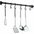 Kitchen Utensil Wall Bar Black, Kitchen Shelf Bar with 6 Removable Hooks Wall Mount Shelf Door Rack for Kitchen Utensils, 40CM