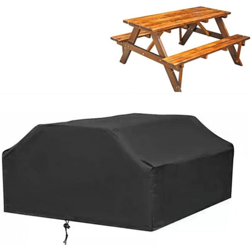 Rectangular Terrace Bench Covers for Outdoor Picnic Table and Kitchen Black, 18515080cm