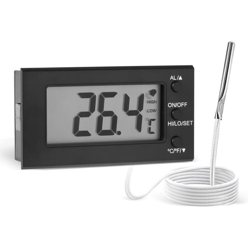 Digital Oven Thermometer Black, LCD Screen Celsius and Fahrenheit, 58 Degree F to 572 F and, 50 Degree C to 300 C with Probe