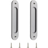2 Pcs Oval Sliding Door Handles in Matte Aluminum Alloy with Screws for Barn Doors