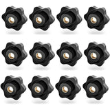 12 Pcs Plastic Star Black, Star Handle Nuts Handle Screws, M8 Internal Thread Knurled Screws for Machine Tools