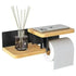 Door Papier Toilette Wall Wood Black Mounted in of Bambou Without DRILLING Derouleur Papier Toilette of High Quality with Shelves Door Rolls of