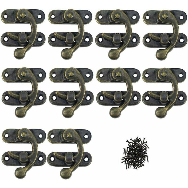 12 Pcs Scrapbooking Album Closures Wooden, Jewelry Boxes Solid Metal Clasps Aesthetic Closures Antique Hinges for Small Boxes