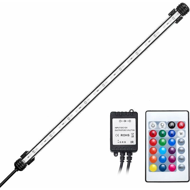 LED Aquarium, 5.8W, LED Lamp IP68 Waterproof RGB Lighting Aquarium LED, DC12V, Eclairages for Aquarium Lamp Tube Submersible for Aquarium, 48cm