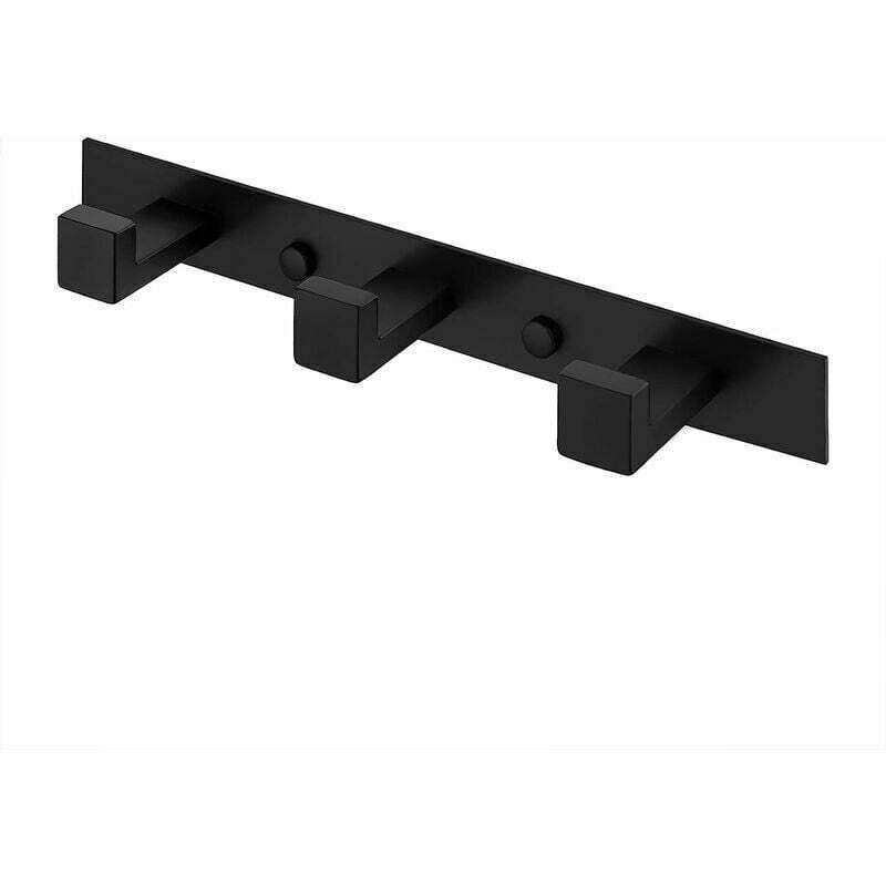 Door Manteau Bathroom Wall Black, Mounted a 3 Hooks Door Manteau Wall Mounted Patere Bathroom Steel Stainless SUS304 Mat