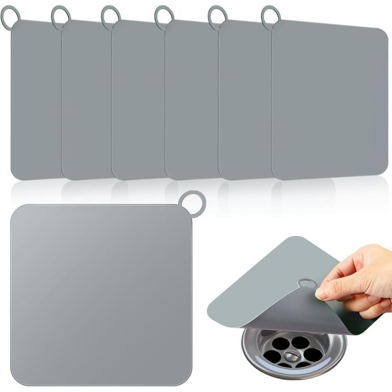 6 Pcs Cover Gray, Sink Kitchen, Mat Anti-Buanderie Accessories, Siphons of Shower in Silicone Odeurs for Receveur of Shower, 12 X 12 cm, 12 cm