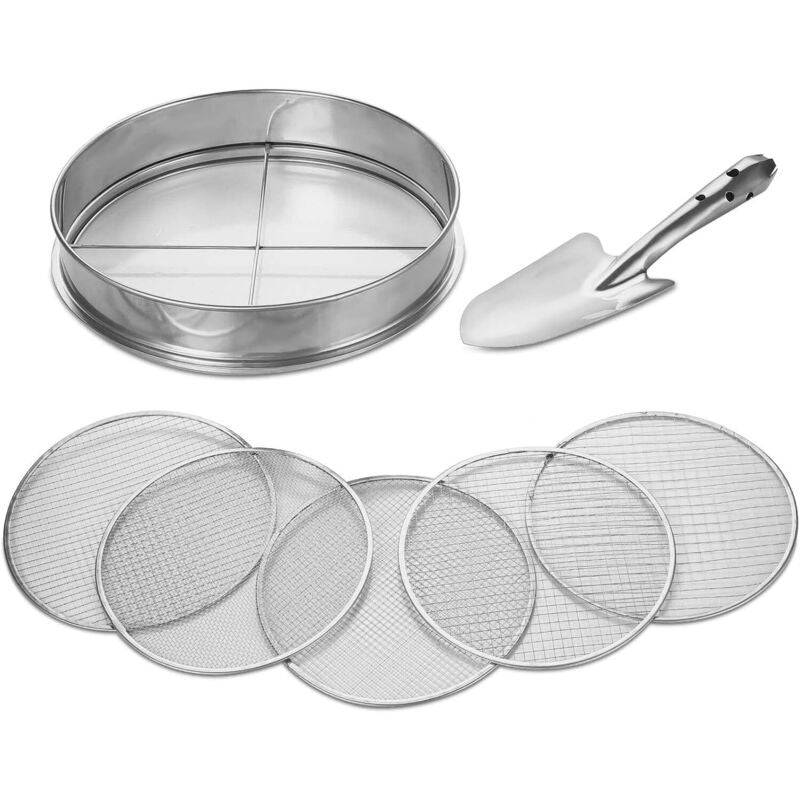 Tamis of Garden Rond with 5 Inserts of Tamis Interchangeables Compost and Graines Pelle of Garden Incluse, 30 cm