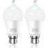 2 Pcs Mascot Bulb Motion Sensor B22 Baionnette LED, 12W, 1020lm, Cold 6000 K White, CIR 85, Non Dimmable Bulb a Motion Sensor