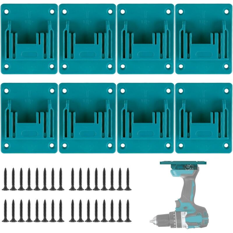 8 Pcs Holder Tools Wall Compatible with Makita 18V, Blue Cyan, Mounted Der Perceuse for Makita Wireless of Machine Atelier Stockage