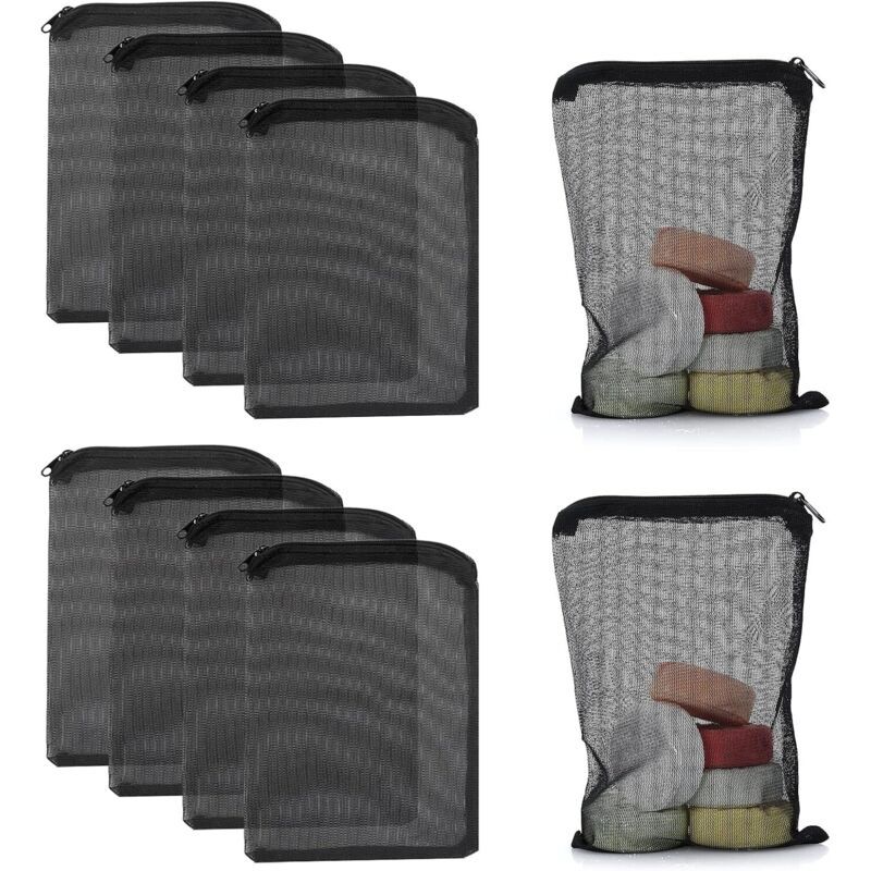 10 Pcs Bags Filtrants for Aquarium with Fermeture Eclair in Maille Fine a Haut Debit Black, Biospheres Bags Reutilisables for Charcoal Actif